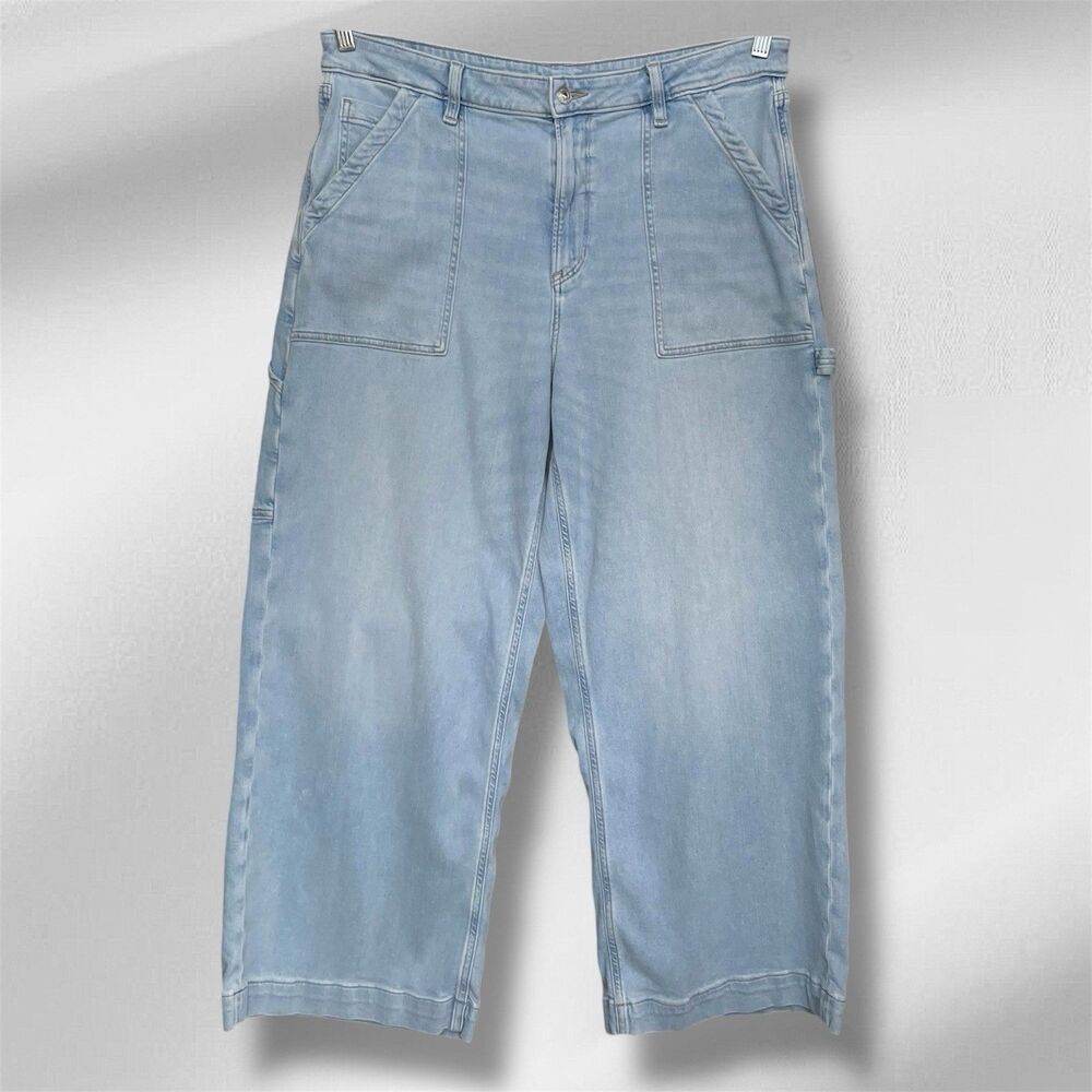American Eagle Super High Rise Baggy Wide Leg Stretch Jeans Women’s Sz 16 Short